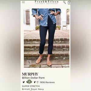 NWOT Frank & Eileen Murphy Billion Dollar Pant - XS British Royal Navy